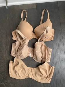 SET (3) Skims & Spanx BH 34D/34DD nude beige leicht gefüttert Frontverschluss - Bild 1 von 12