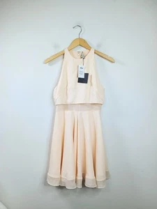 NEW ASOS Sleeveless Sheer Panel Halter Dress Peach 2 - Picture 1 of 6
