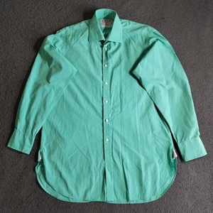 Thomas Pink Shirt Mens 15 1/3 33 Mint Green Superfine Two Fold Dress Formal Vtg - Picture 1 of 16