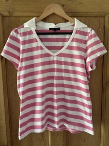 Laura Ashley Pink & White Top/Polo Shirt/Size 18/Casual/Sports Wear/Golf/Summer - Picture 1 of 8