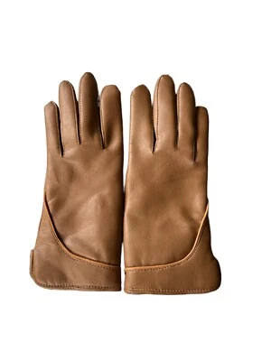 Guantes de mujer vintage imitación cuero borde angora WPL 9745 talla A (pequeño) marrón COMO NUEVOS Foto 1 de 4