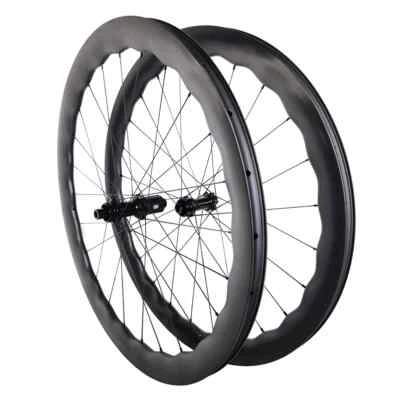 700c Carbon Fahrrad Wave Laufradsatz Clincher Tubeless Straße Rennrad Laufräder - Bild 1 von 4