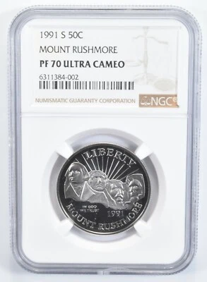 1991 S PF70 Mount Rushmore Commemorative Half Dollar NGC - Image 1 of 4