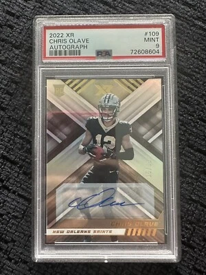 2022 Panini XR Football Autograph Chris Olave Rookie Auto /99 PSA 9 New Orleans - Image 1 of 3