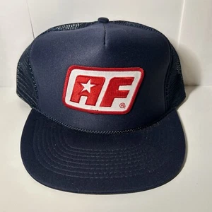 Vintage AF Patch Hat Trucker Navy Blue Mesh Back Snapback Rare - Picture 1 of 8