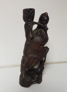 Antique Chinese Asian Hand Carved Wood Bird indonesian crane  - Picture 1 of 7