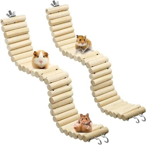 2 Pcs Wooden Hamster Ladder Bridge Wooden Hamster Playpen Bendable,Hamster Suspe - Picture 1 of 12