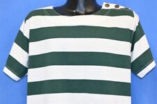 vtg 90s STRIPED WHITE GREEN BOAT NECK EMBELLISHED SHOULDER WOMEN'S t-shirt M