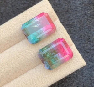 13.18 crt Natural Faceted multiple colors rare watermelon ๐ tourmaline pair - Picture 1 of 2