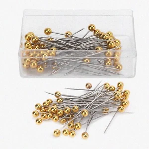 Golden Pearl Sewing Pins - 100pcs Straight Quilting Pins with Ball Heads in a Ha - Picture 1 of 7