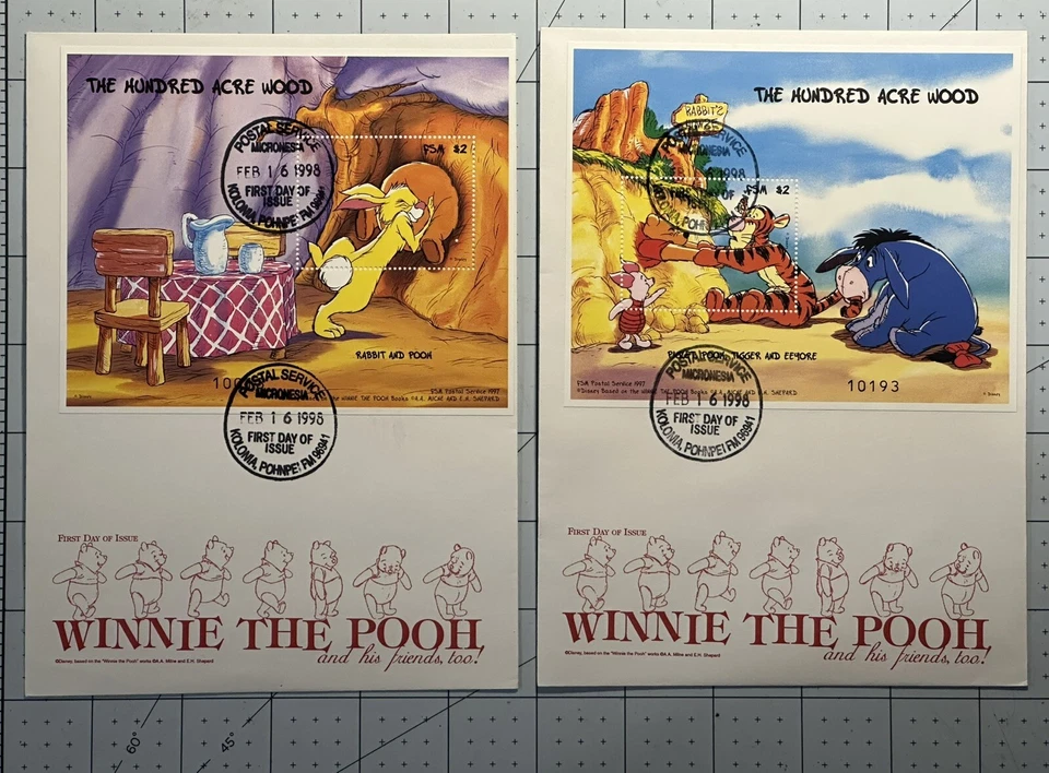 Micronesia 1998 (2 First Day Covers) “Winnie The Pooh” SC 283-4  Disney - Image 1 of 1