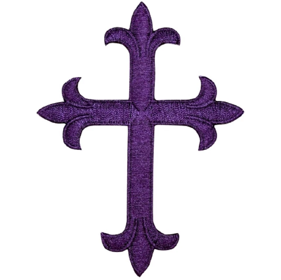 Large Cross Applique Patch - Purple, Christian, Jesus Badge 4" (Iron on) - Image 1 of 1