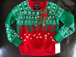 Toddler Ugly Cute Christmas Holiday Sweater NWT Gingerbread Man Boy OH Snap 18 M - Picture 1 of 1