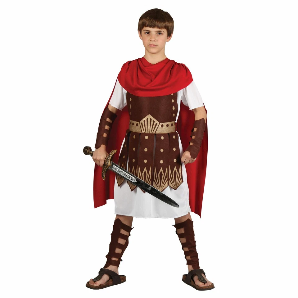 Boys Roman Gladiator Centurion Warrior Halloween Party Fancy Dress Cool Costume - Image 1 of 1