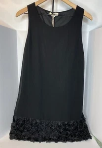 Ya Los Angeles Womens Dress SZ M Black Sleeveless A-Line Silk Ruffled Lined NWT - Picture 1 of 10