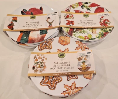 Michel Design Works Melamine Serveware Round Accent Plates Set of Four New - Image 1 of 4
