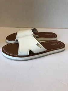 Chaps White Slip On Flat Sandals Size S (5-6) - Picture 1 of 8
