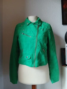 Wildleder Optik Biker Jacke grün Frühling Gr.36 H&M Vintage Mode - Bild 1 von 7