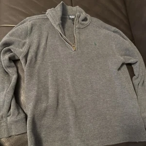 Polo Ralph Lauren Boys Size 7 Sweater 1/4 Zip Gray Forest Green Logo - Picture 1 of 6