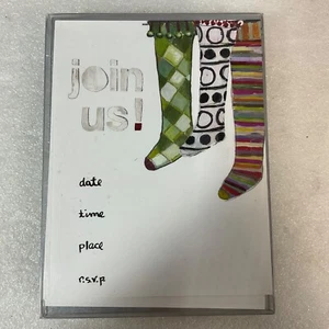 KOCO Holiday Invitations Join Us Stockings Theme 12 Cards w/ Envelopes NIB - Picture 1 of 2