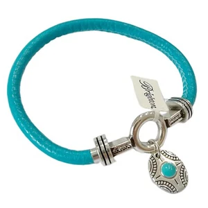 Brighton Color Clique Bracelet - Geoscape Ornament & Leather Turquoise Cord NWT - Picture 1 of 4