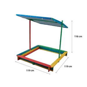 Sandkasten Sandbox Sandkiste Spielhaus Holz mit verstellbaren Dach Blau - Bild 1 von 4