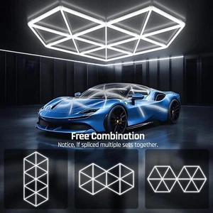 Hexagon Garage Licht Ceiling Led 6500K für Fitnessstudio Keller Lager ZIMMER - Picture 1 of 22