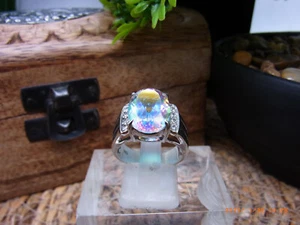 925 Silber Ring Regenbogenfarbener Stein Gr. 17,5 mm / 55 Artnr. R.1608 - Bild 1 von 7