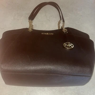 Michael Kors Women Large Leather Shoulder Tote Purse Handbag Bag Satchel Black - Image 1 of 4