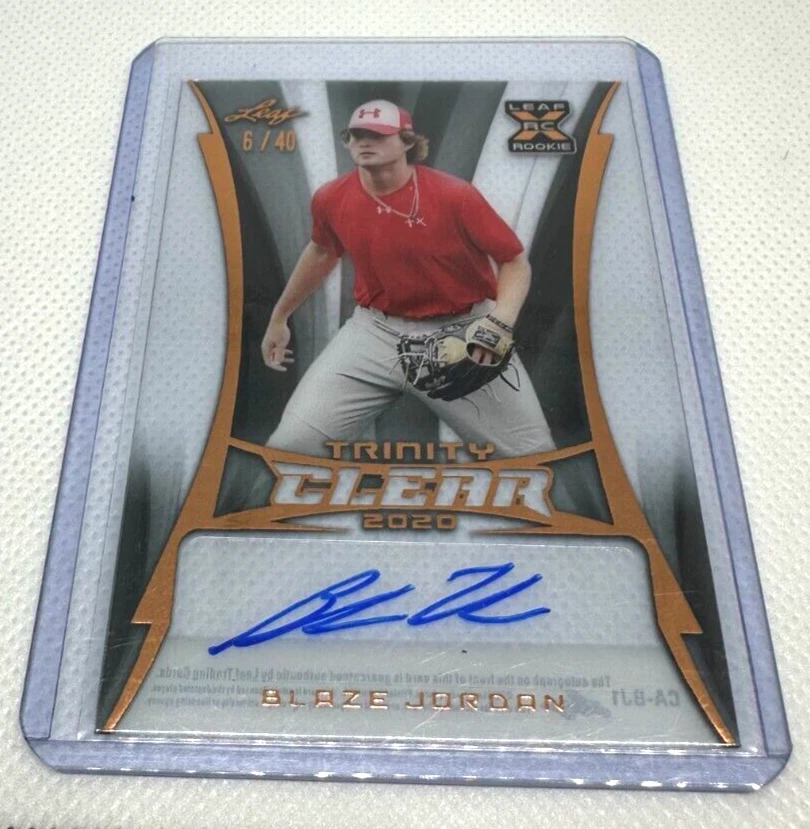 BLAZE JORDAN 2020 Leaf Trinity XRC Clear Bronze Foil Auto Prospect RC /40 - Image 1 of 2