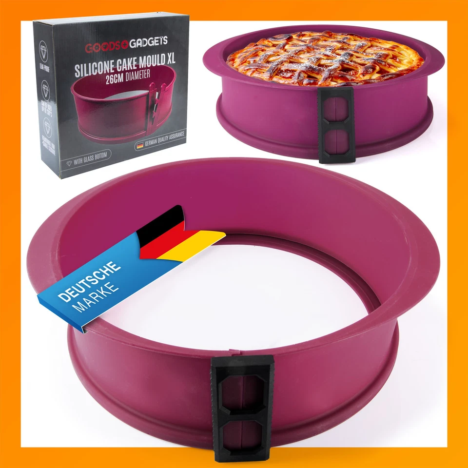 Silikon Springform Antihaftbeschichtete Kuchen Backform Silikonform & Glasboden - Bild 1 von 4