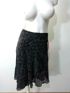 NWT SUNNY LEIGH WOMENS BLACK & WHITE RUFFLED CHIFFON MIDI SKIRT SIZE S - Picture 1 of 5