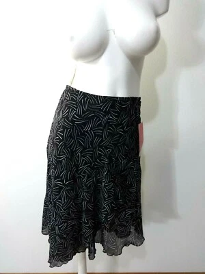 NUEVO CON ETIQUETAS FALDA MIDI SUNNY LEIGH MUJER BLANCO Y NEGRO CON VOLANTES DE GASA TALLA S Foto 1 de 4