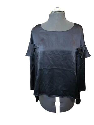 Odd Molly Womens Black Silk Blouse With Ruffled Sleeves Small Goth Whimsygoth - Image 1 of 4