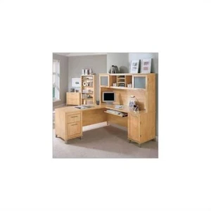 Bush Furniture Somerset 4 Piece 71" L-Shape Office Set in Maple Cross - Picture 1 of 9