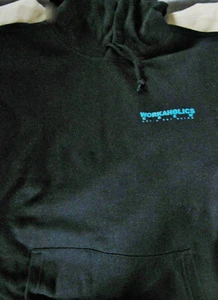 WORKAHOLICS Crew Hoodie, Black w/ Turquoise Text, Let's Get Weird, from TV Show - Picture 1 of 5