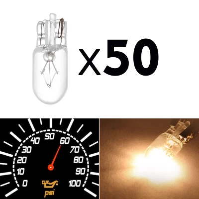 50X Warm White T10 168 194 Halogen Wedge Bulbs Instrument Cluster Odometer Light - Imagem 1 de 4