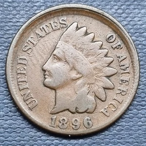 1896 Indian Head Cent 1c - ERROR - Off Center - Better Grade #94519 - Picture 1 of 2