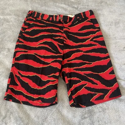 Loudmouth Shorts Mens 34 Red Black Tiger Stripes Animal Print Golf Party Chiefs - Image 1 of 4