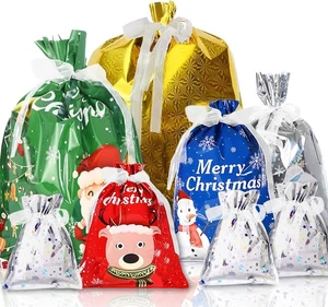 Bolsas de regalo de Navidad - 41 piezas para regalo de vacaciones tamaños surtidos a granel (grande mediano pequeño - Imagen 1 de 7
