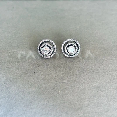 NEW Pandora S925 ALE - Sparkling Moving Halo CZ  Stud Earrings - Image 1 of 4