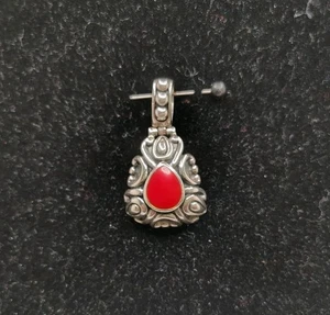 Vintage 925 Sterling Silber Anhänger rot orange Koralle Stein - Bild 1 von 7
