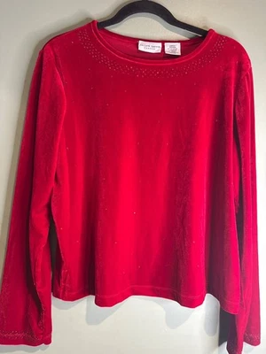 Suéter Vintage Rojo Vacaciones Terciopelo Mujer’s L Festivo Glamour Tejido Acogedor Navidad Foto 1 de 4