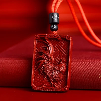 43mm Natural Cinnabar Twelve Chinese Zodiac Pendant Amulet Necklace Accessories - Image 1 of 4
