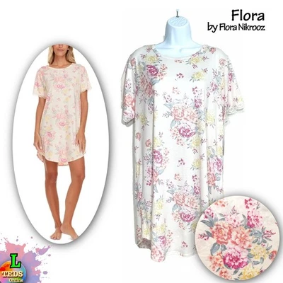 NWT Flora by Flora Nikrooz Women L Kathleen Short Sleeve Sleepshirt T91049 Beige - Image 1 of 4