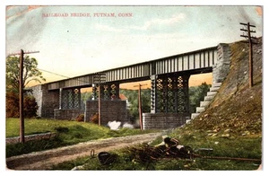 Eisenbahnbrücke 1909, Putnam, Connecticut Postkarte - Bild 1 von 2