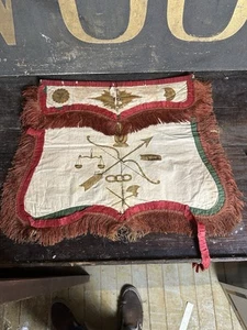1890s IOOF Odd Fellows Banner All Seeing Eye Sun Moon Sign Antique Art Painted - Picture 1 of 9