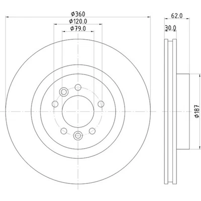 Rotor de freno de disco Hella Pagid 355125251 para modelos Land Rover 14-17 seleccionados Foto 1 de 4