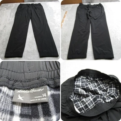 Eddie Bauer Pants Womens 14 Black Water Resistant Polar Lined Pull On 34X30 - Image 1 of 4
