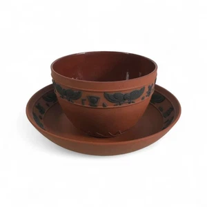Early 1800's Wedgwood Rosso Antico Egyptian Revival Teacup & Saucer - Picture 1 of 8